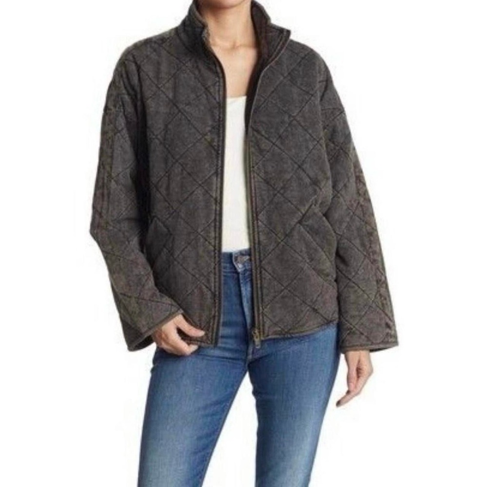 Bagatelle Collection • French Terry Diamond Quilted Bomber Jacket Size Small NWT
